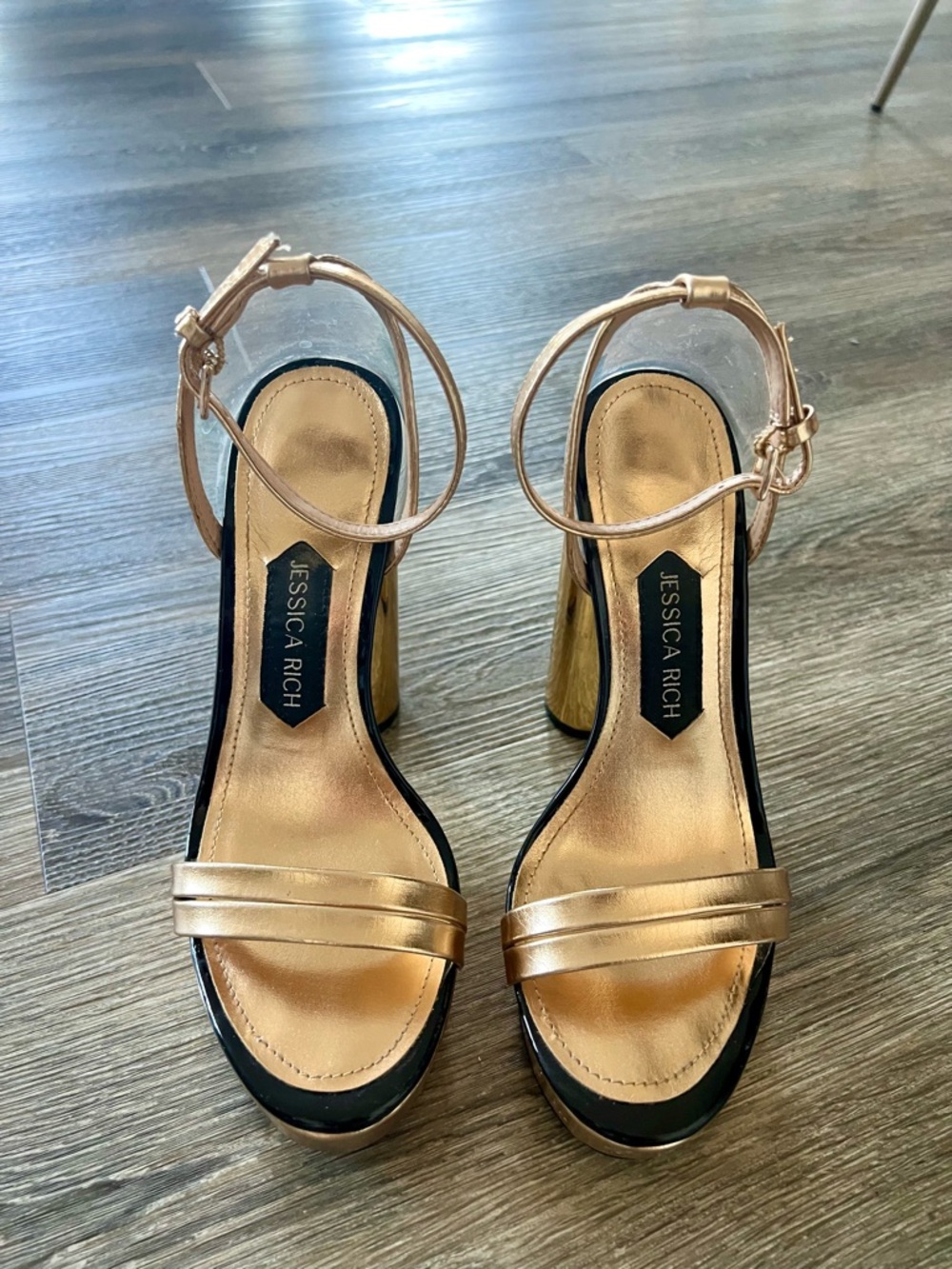 Jessica Rich Gold Ankle Strap Platform Sandals Size 6 - Picture 3 of 8